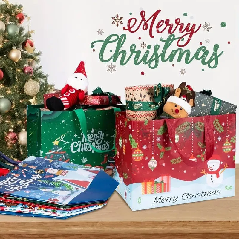 16-Pieces: Large Reusable Non-Woven Shopping Bags
