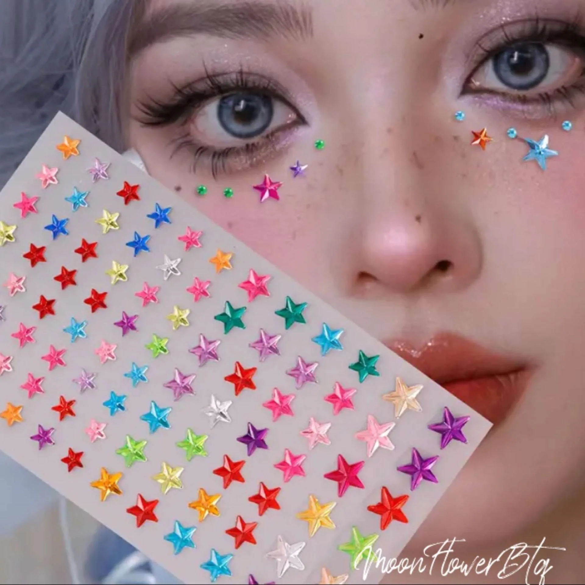 3D Colorful Star Gem Face Jewels