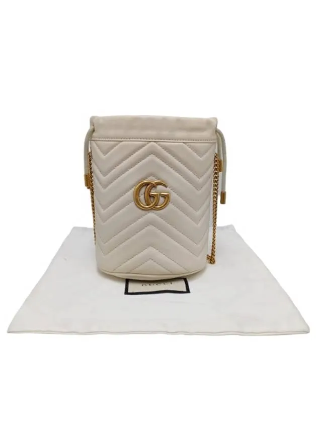 575163 White leather GG Marmont mini bucket cross bag