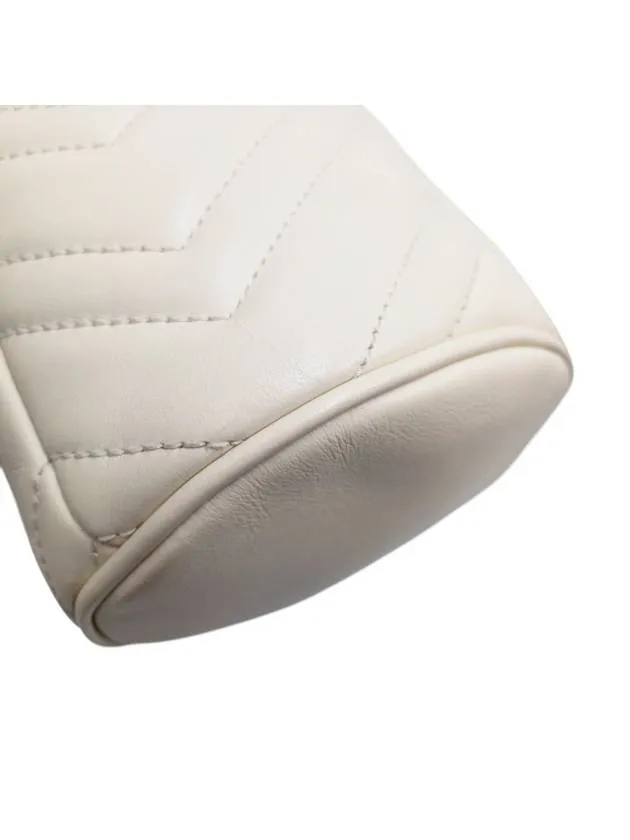 575163 White leather GG Marmont mini bucket cross bag