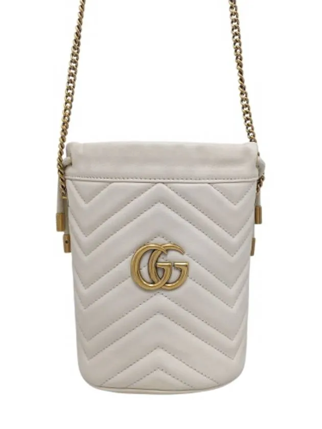 575163 White leather GG Marmont mini bucket cross bag