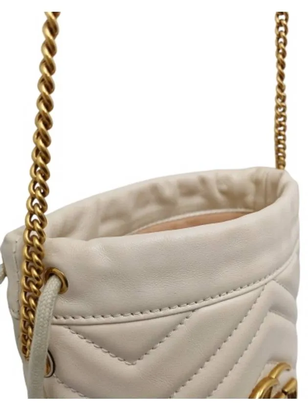 575163 White leather GG Marmont mini bucket cross bag