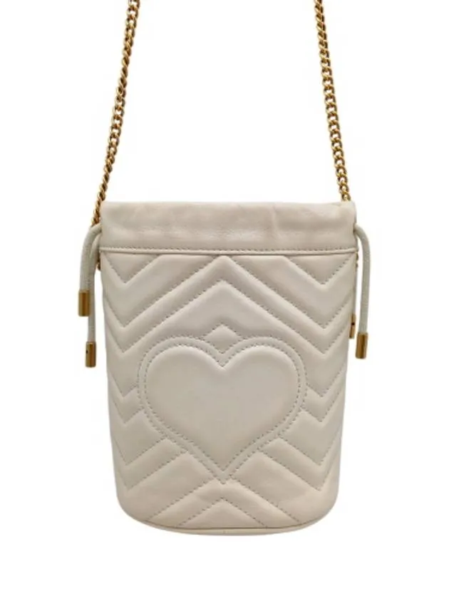 575163 White leather GG Marmont mini bucket cross bag