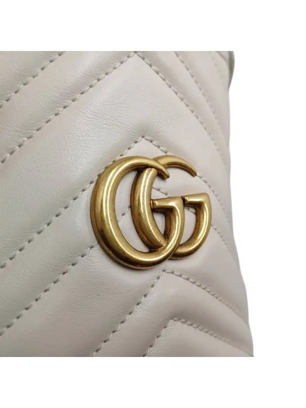 575163 White leather GG Marmont mini bucket cross bag