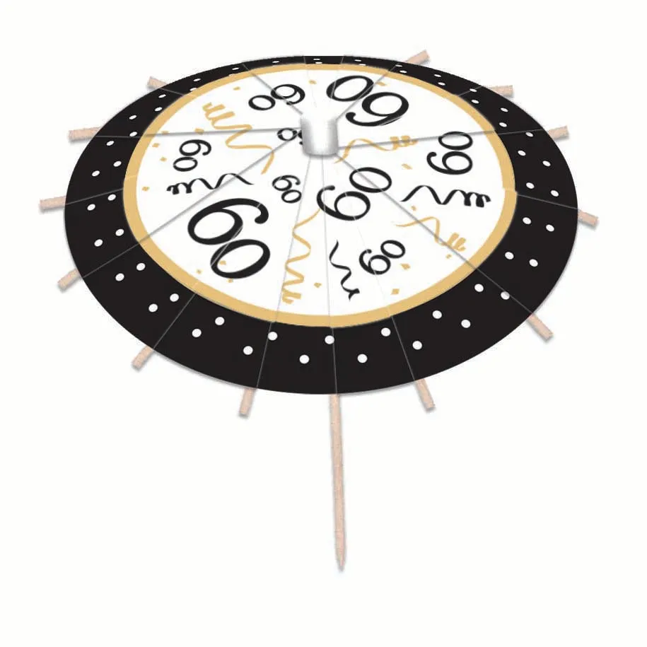 60th Birthday Drink Umbrellas Pack of 12