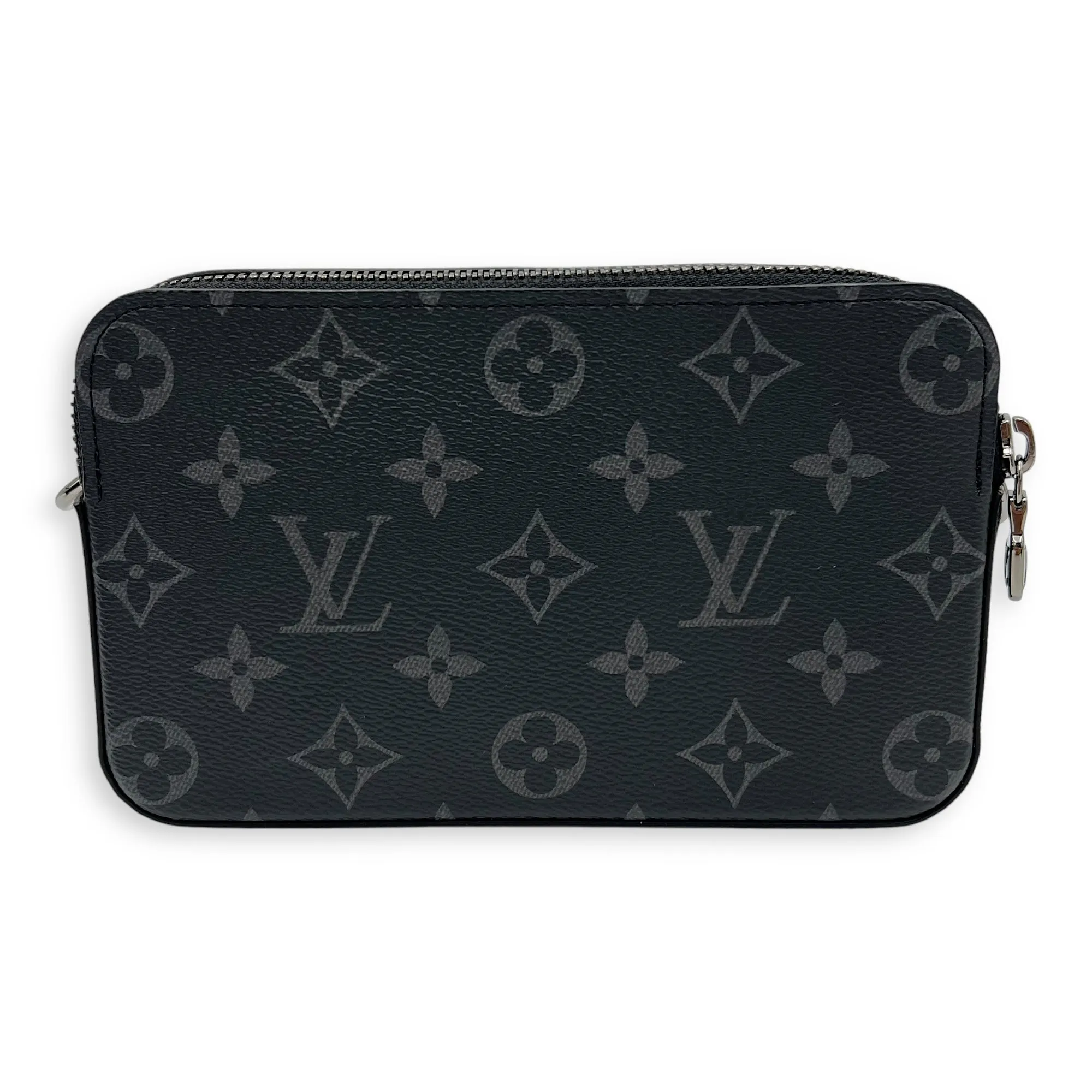 Alpha Wearable Wallet Grey Crossbody Bag in Monogram Coated Canvas, Silver hardware