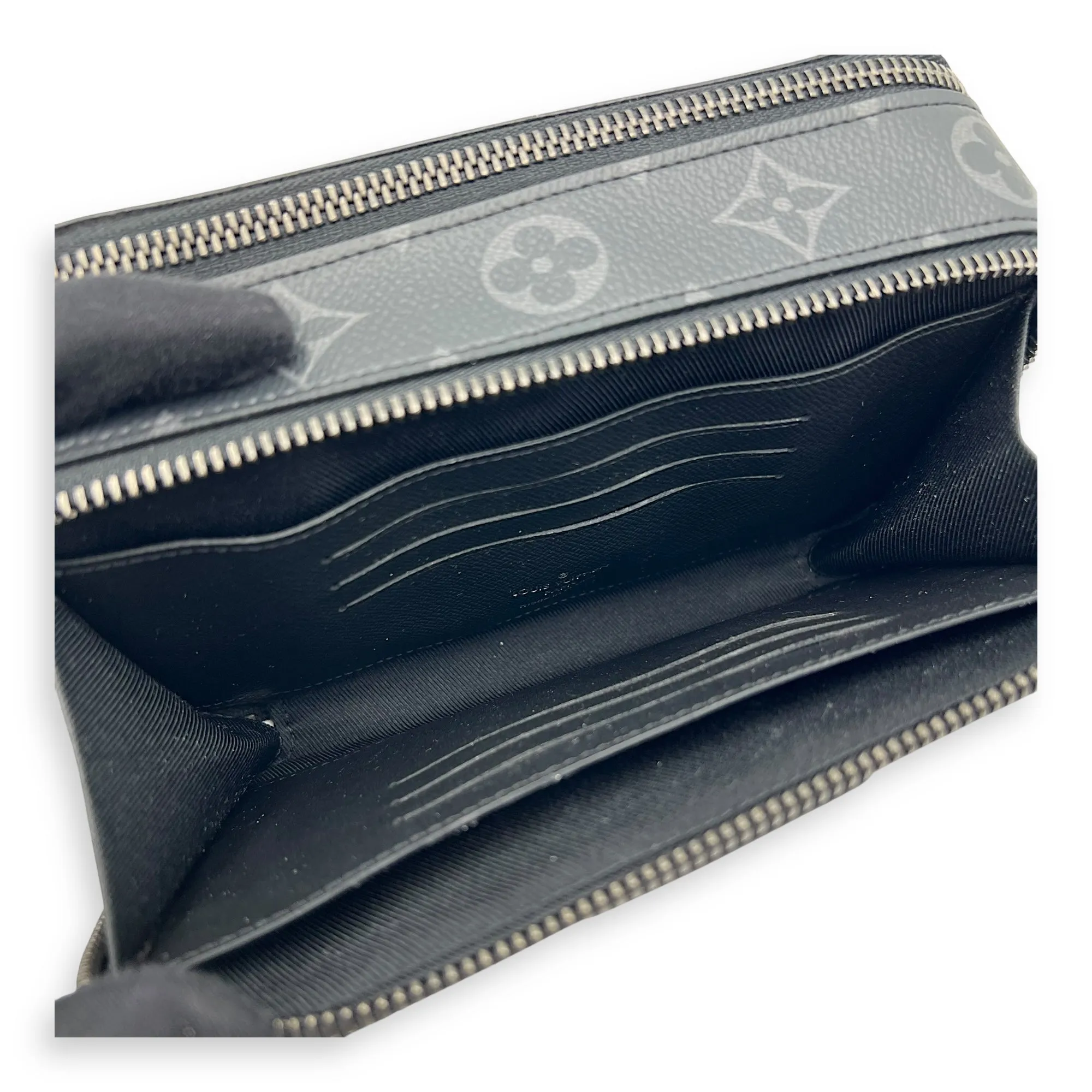 Alpha Wearable Wallet Grey Crossbody Bag in Monogram Coated Canvas, Silver hardware