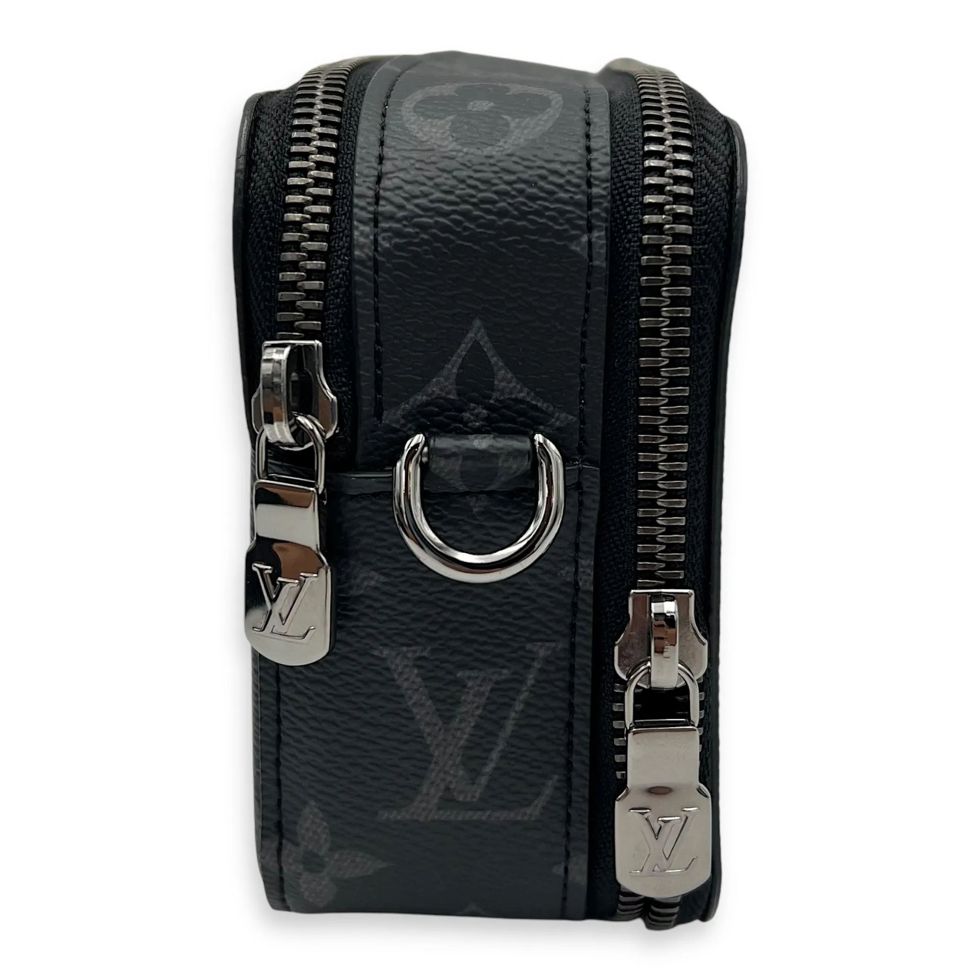 Alpha Wearable Wallet Grey Crossbody Bag in Monogram Coated Canvas, Silver hardware