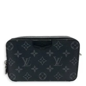 Alpha Wearable Wallet Grey Crossbody Bag in Monogram Coated Canvas, Silver hardware