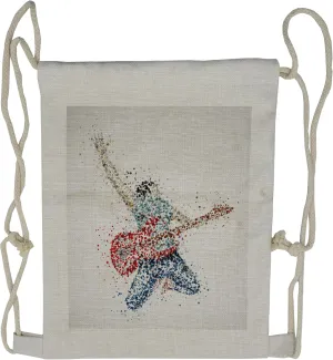 Ambesonne Popstar Party Drawstring Backpack, Guitarist Dots, Sackpack Bag