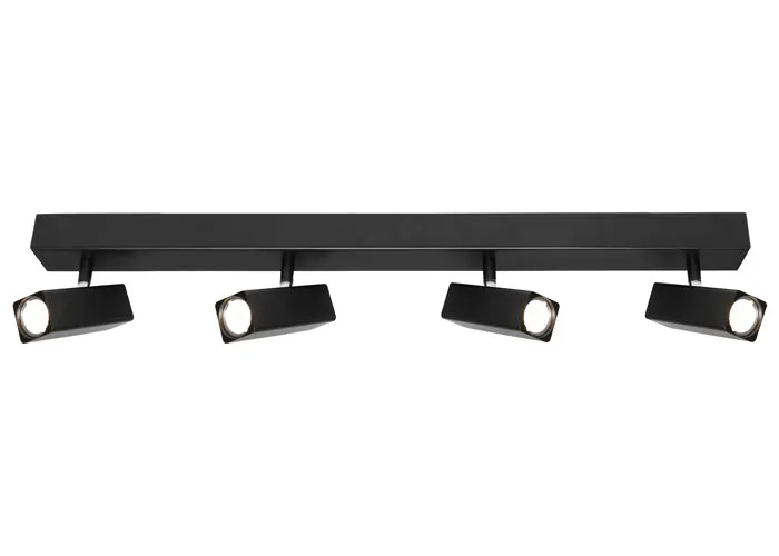 Artemis 4 Light Bar Black Square Architectural Slim LED Spotlight