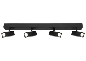 Artemis 4 Light Bar Black Square Architectural Slim LED Spotlight