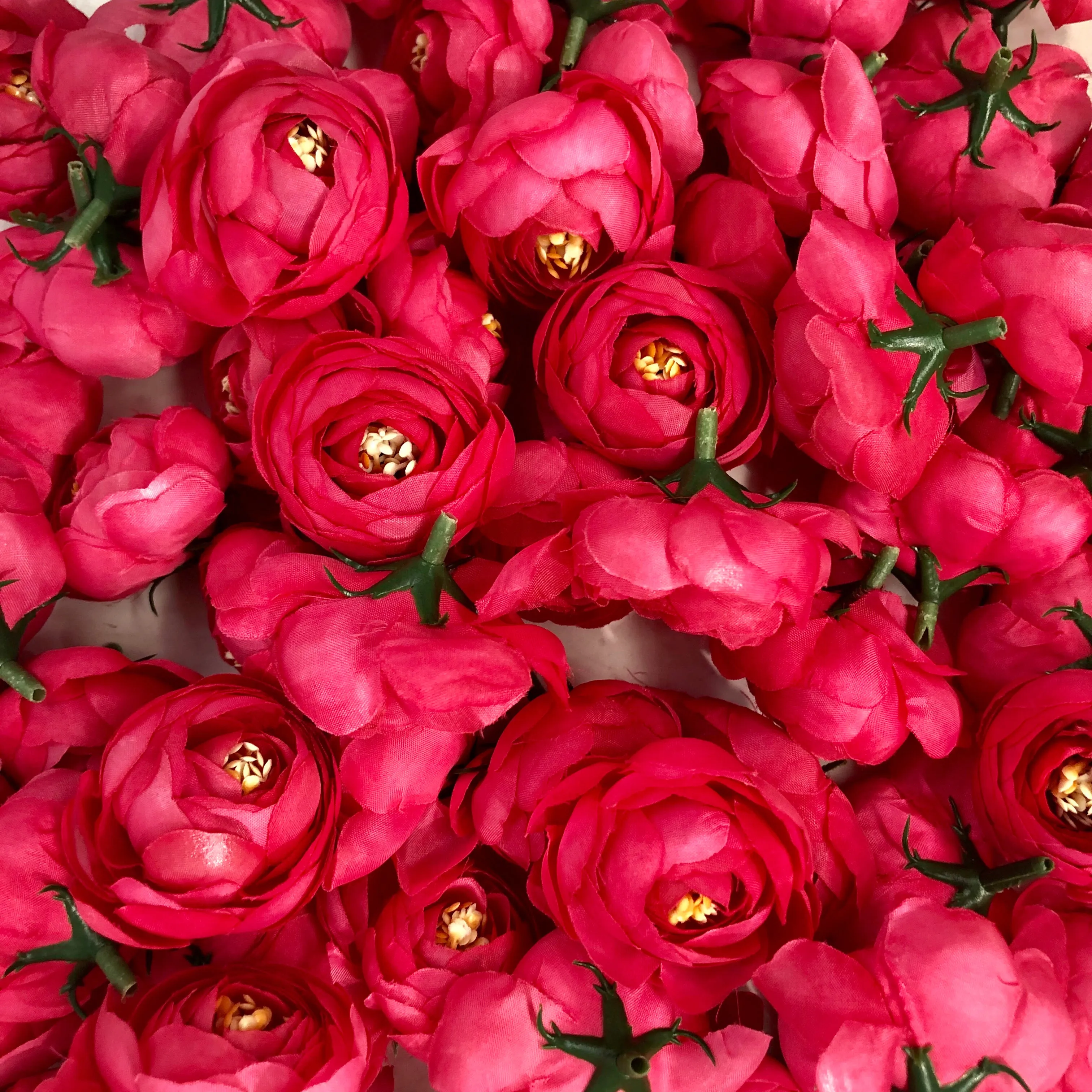 Artificial Silk Flower Heads - Vibrant Hot Pink Style 96 - 5 Pack