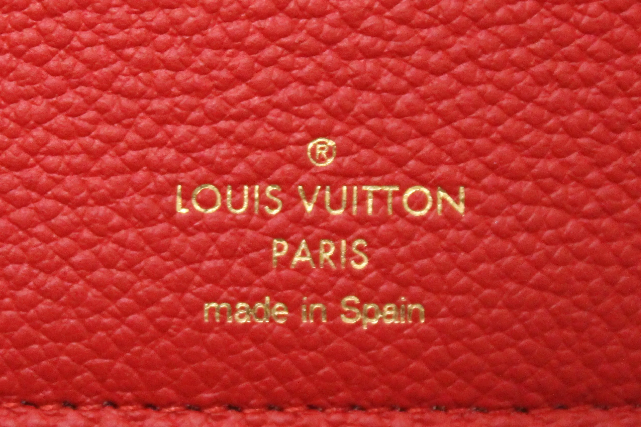 Authentic Louis Vuitton Classic Monogram and Red Calfskin Leather Pallas Compact Wallet