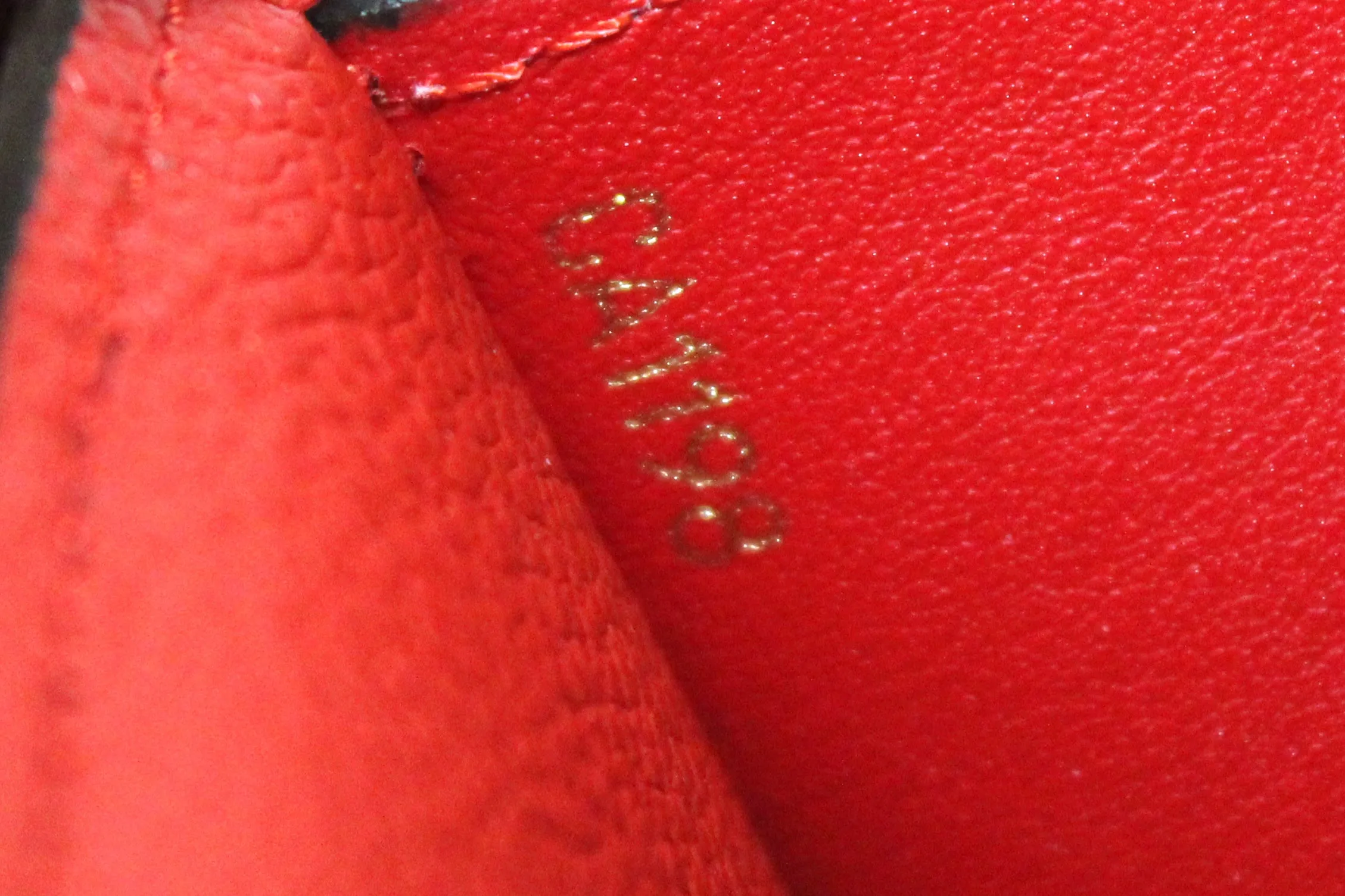 Authentic Louis Vuitton Classic Monogram and Red Calfskin Leather Pallas Compact Wallet