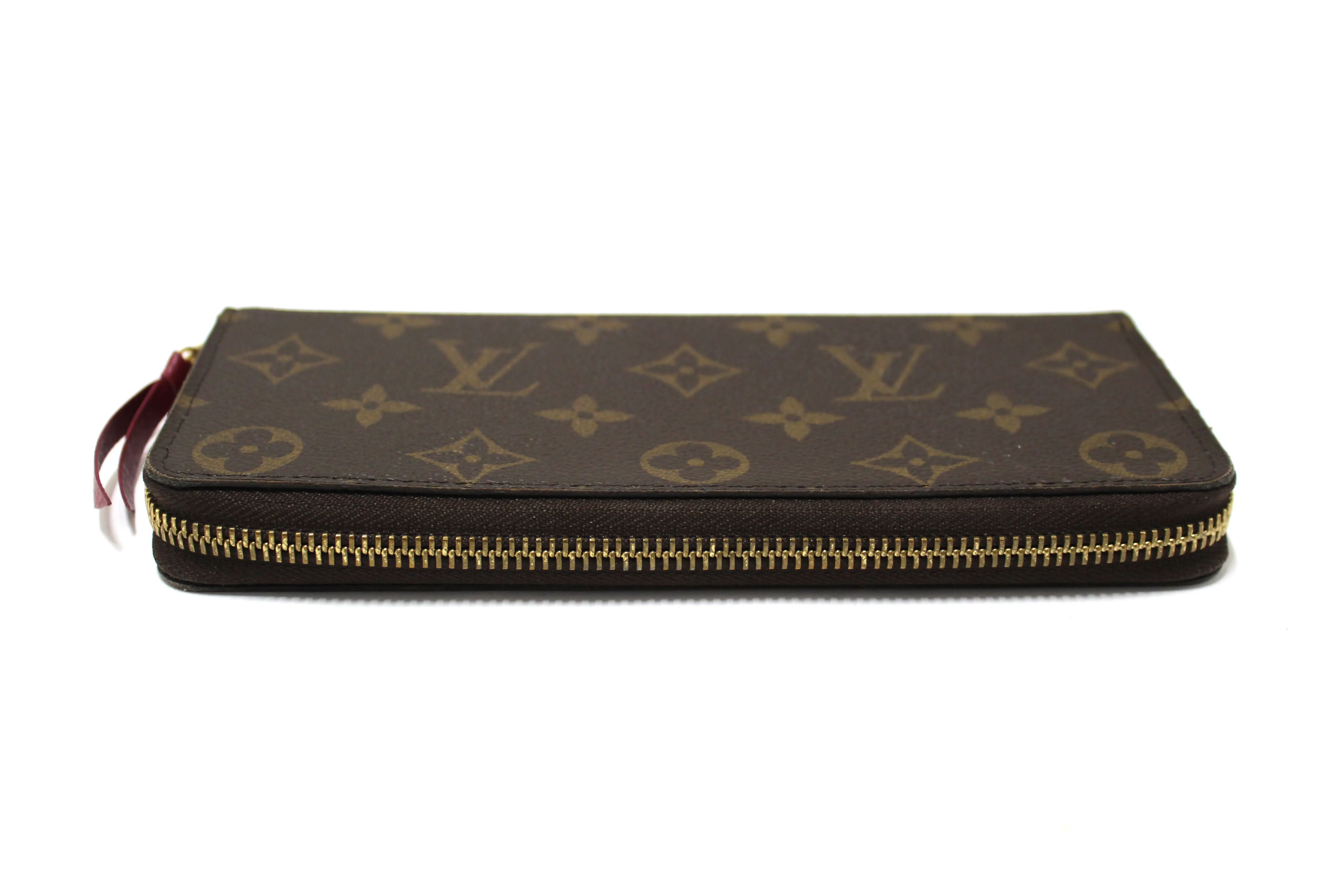 Authentic Louis Vuitton Classic Monogram Canvas Fuchsia Clemence Wallet