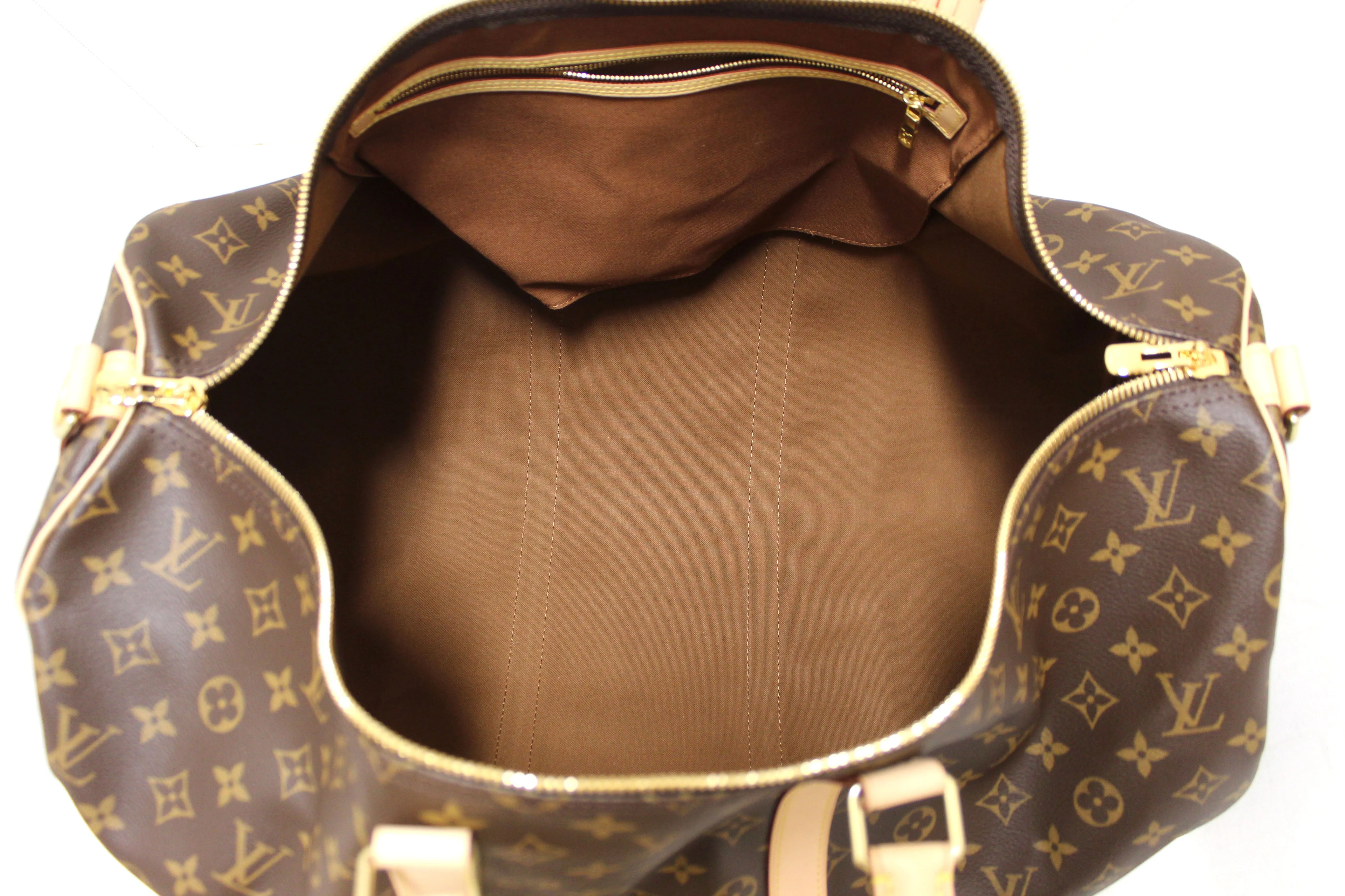 Authentic Louis Vuitton Classic Monogram Canvas Keepall Bandoulière 55 Travel Bag