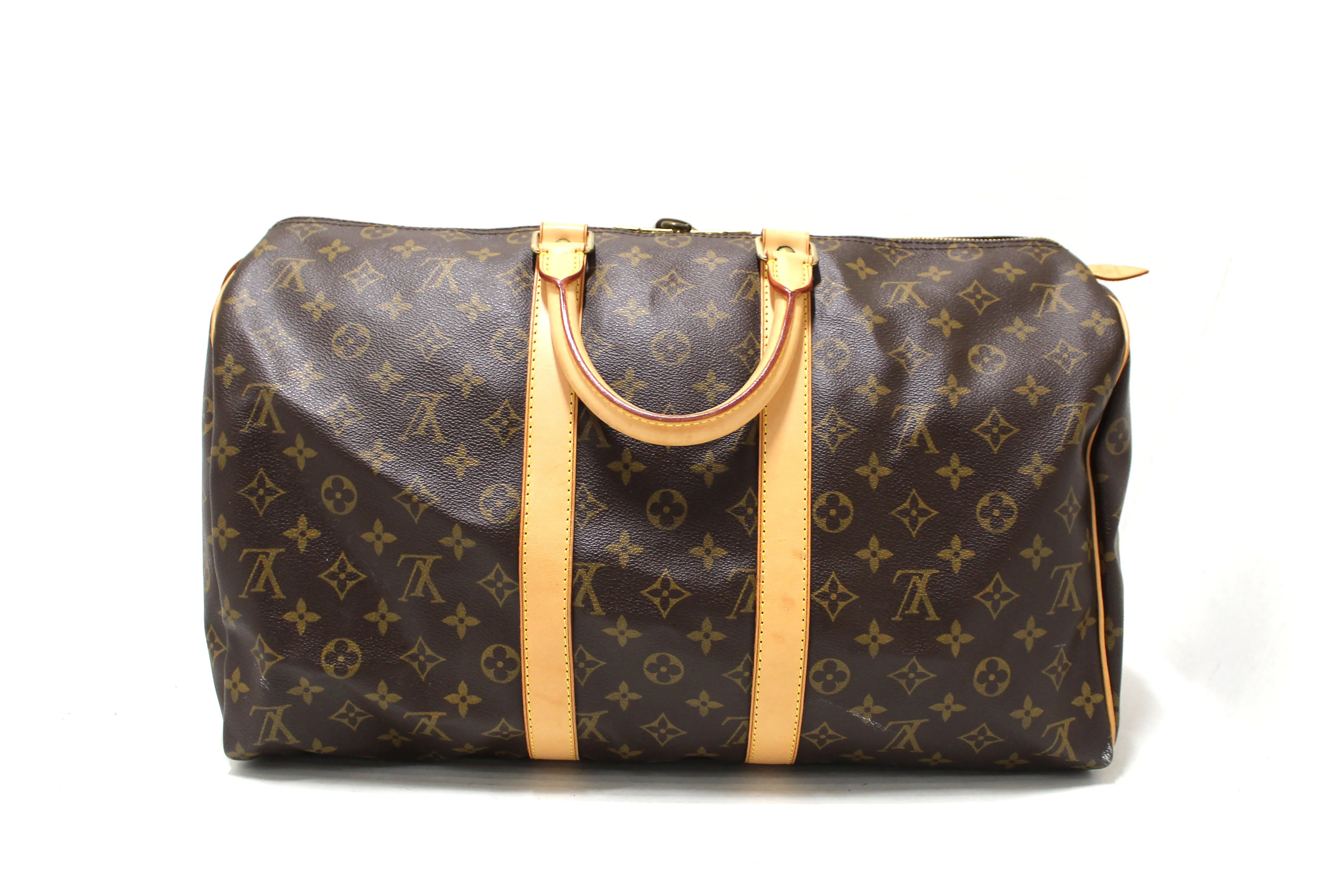 Authentic Louis Vuitton Classic Monogram Keepall 45 Travel Bag