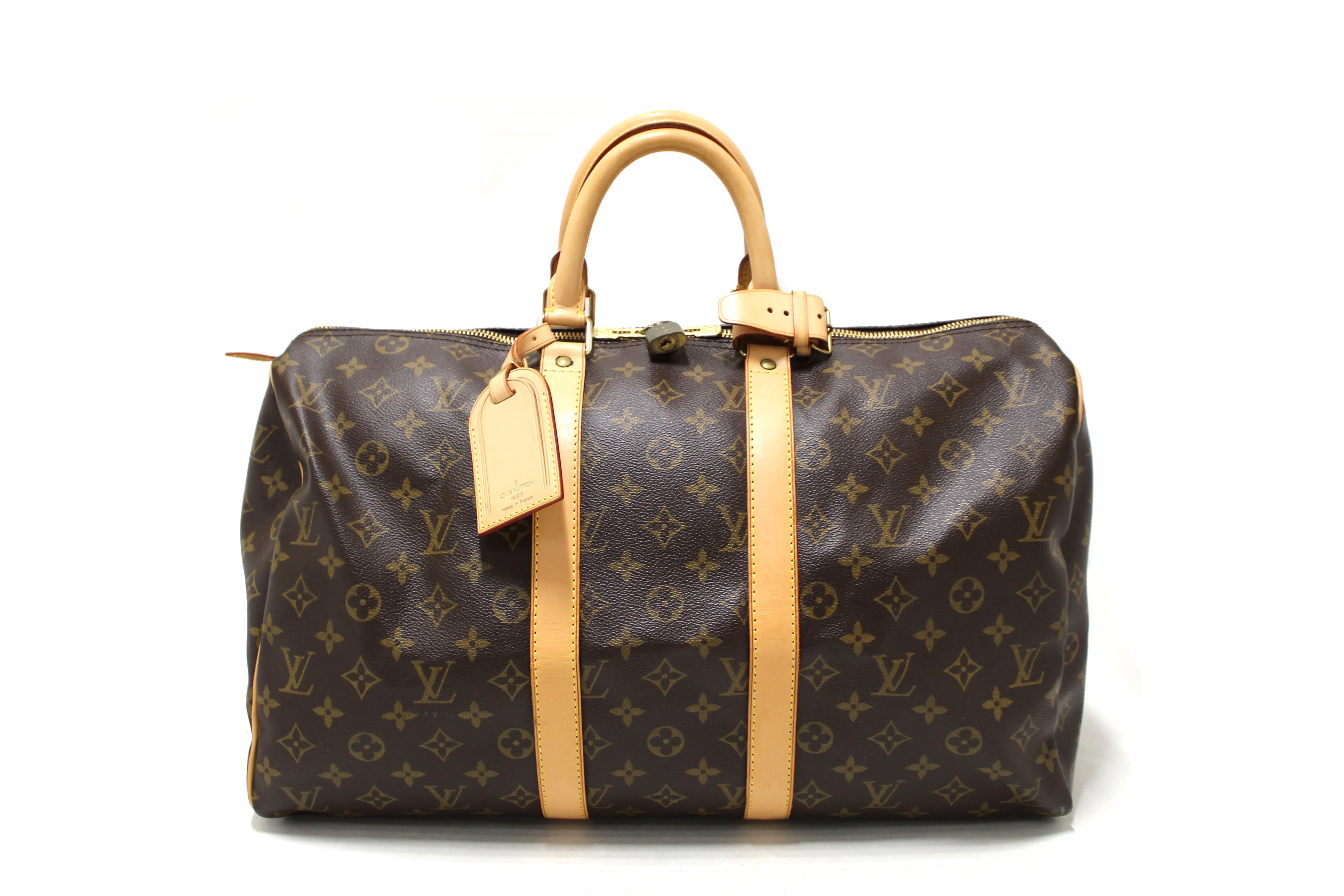 Authentic Louis Vuitton Classic Monogram Keepall 45 Travel Bag