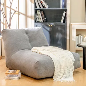 Bean Bag Chairs for Adults, Ergonomic Support Reading Floor Sofa Chair with Filler, Spacious Single Sofa, Comfy Cozy Beanbag Couch for Bedroom Apartment Living Room(Grey)