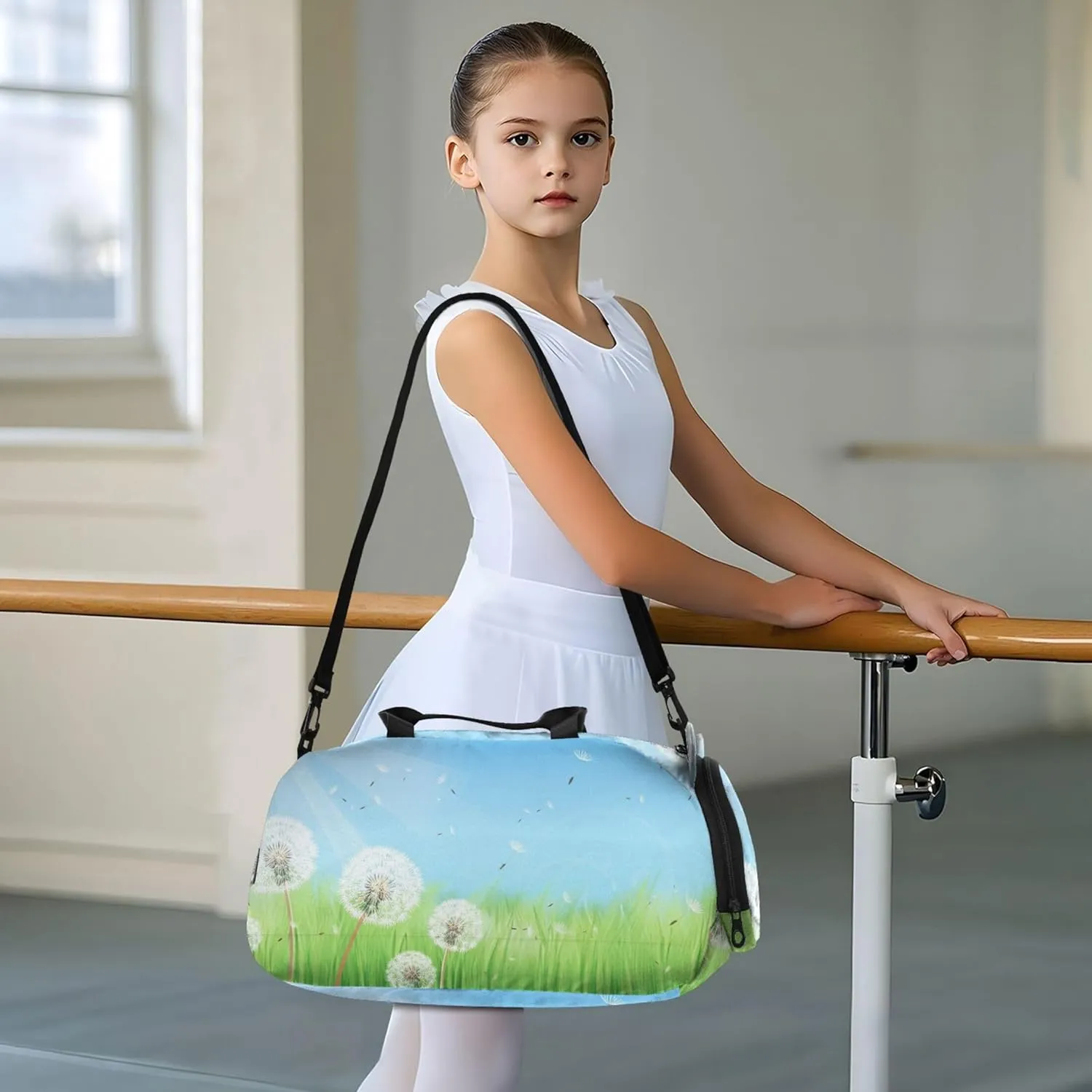 Beautiful Spring Dandelions Girls Tote Duffle Bags Travel Weekend Duffel Overnight Boys Carry on Duffel Bag Dance Duffle Bag