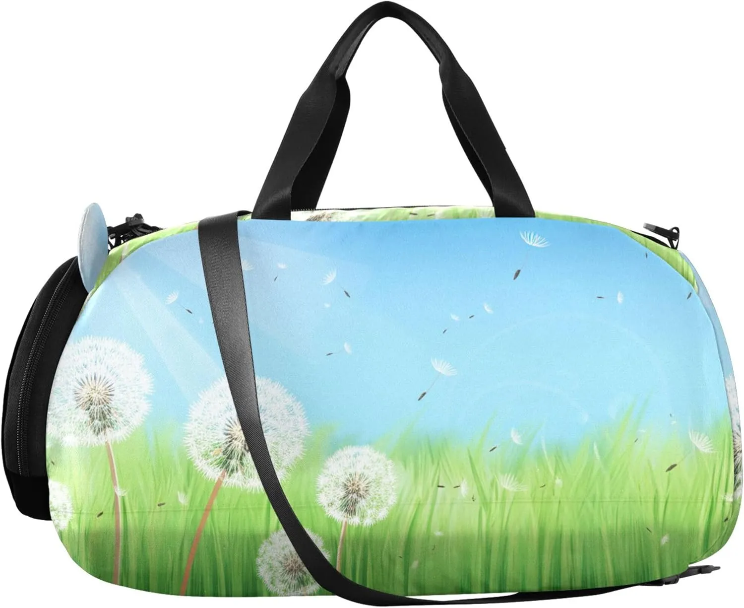 Beautiful Spring Dandelions Girls Tote Duffle Bags Travel Weekend Duffel Overnight Boys Carry on Duffel Bag Dance Duffle Bag