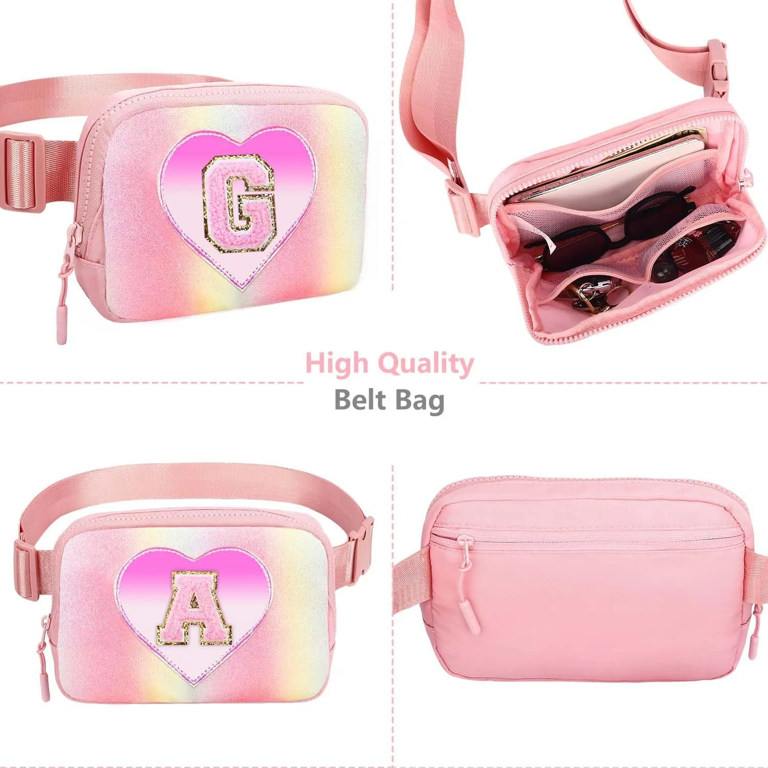 Belt Bag for Girls Gifts - Birthday Gifts for Teenager, Personalized Gifts for Mom Freind Sister Teacher, Graduation Gifts for Her, Initial Crossbody Bag Belt Bag for Women S