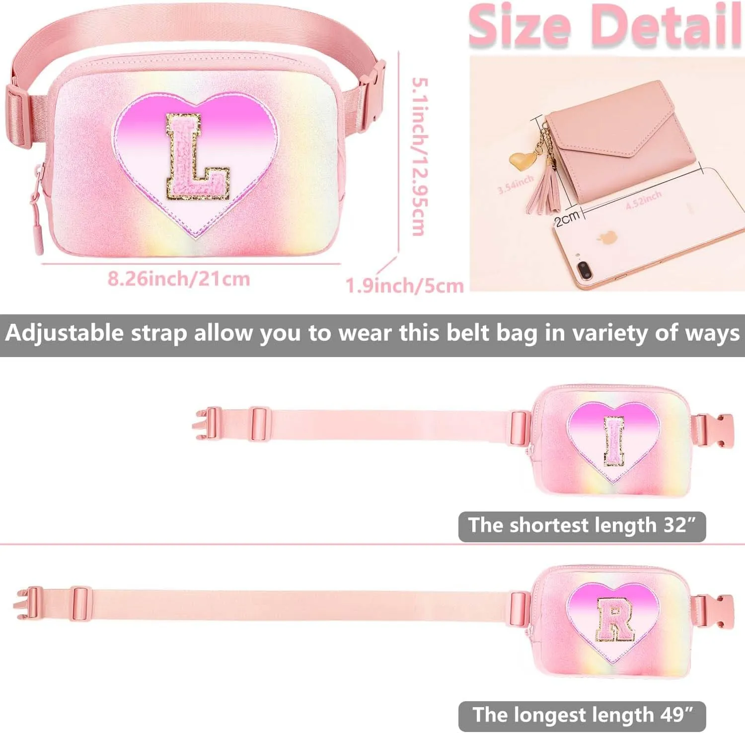 Belt Bag for Girls Gifts - Birthday Gifts for Teenager, Personalized Gifts for Mom Freind Sister Teacher, Graduation Gifts for Her, Initial Crossbody Bag Belt Bag for Women S
