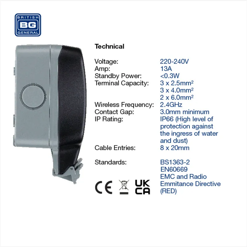 BG WP22/HC Nexus Smart IP66 Weatherproof Double Switched 13A Socket with Smart Control