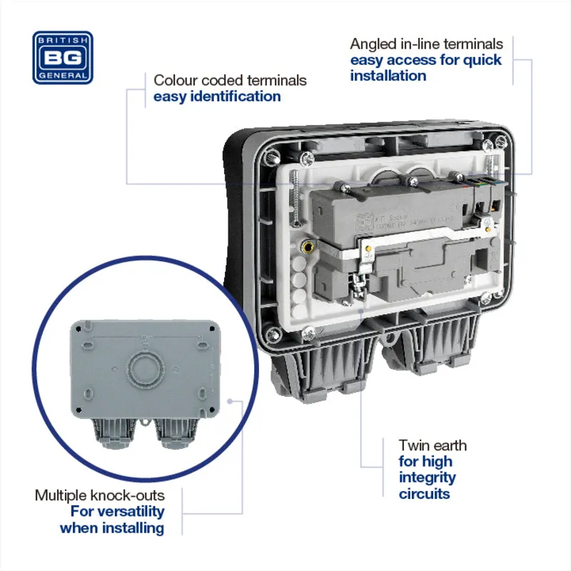BG WP22/HC Nexus Smart IP66 Weatherproof Double Switched 13A Socket with Smart Control