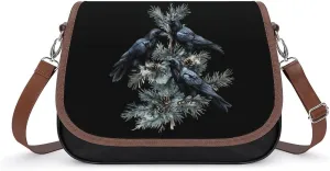 Black Ravens Perched on The Branches Fashion Crossbody Bags for Women Lightweight Shoulder Handbags Travel Purse with Strap Custom Gifts