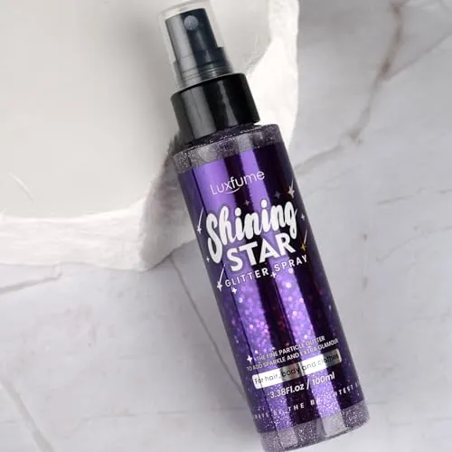 Body Glitter Spray，Glitter Hairspray，Purple Body Glitter Spray,Quick-Drying and Waterproof Glitter Hairspray,Nozzles are not easily clogged，Long-Lasting Body Shiny Spray for Stage Makeup, 3.38Oz