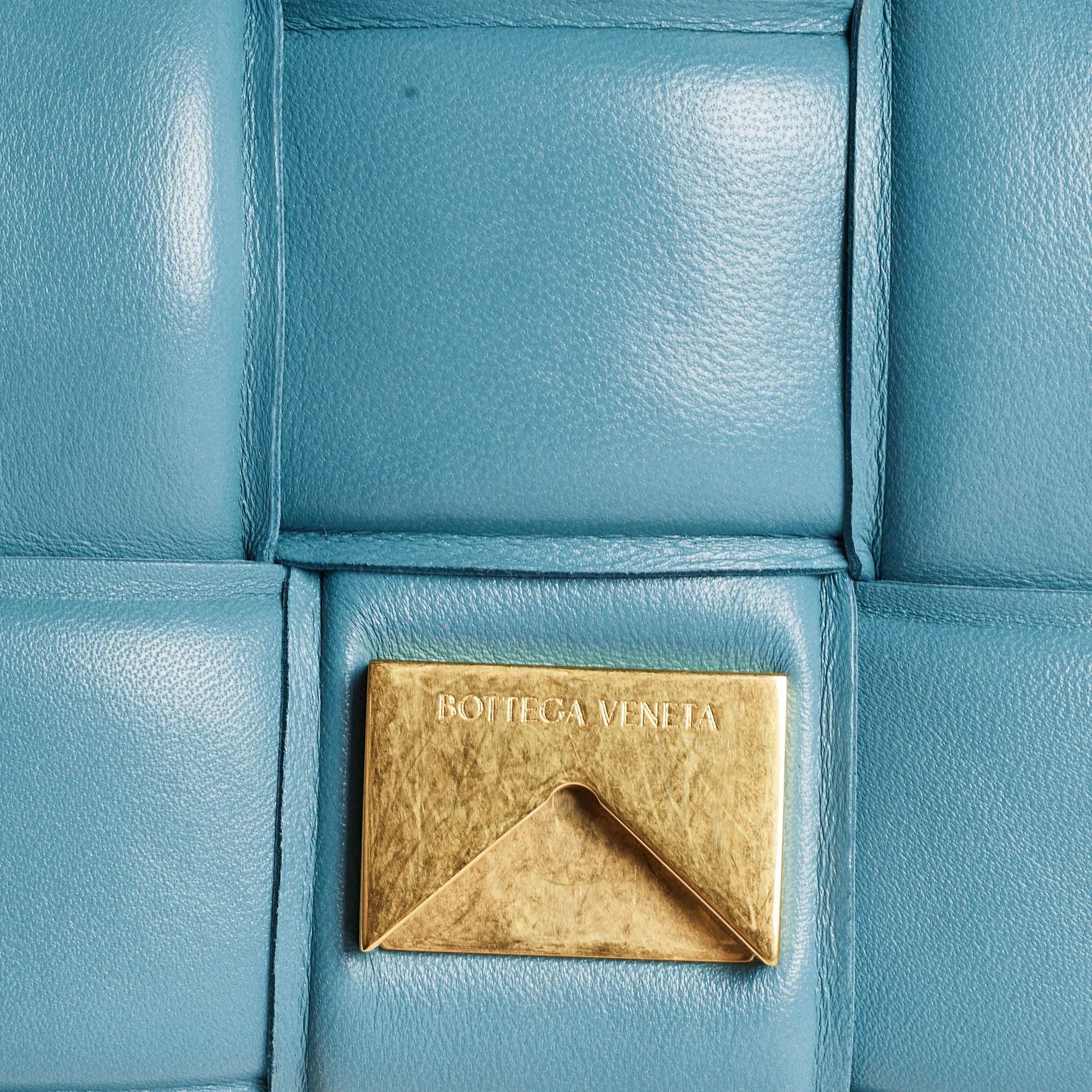 BOTTEGA VENETA Blue Padded Leather Chain Cassette Shoulder Bag