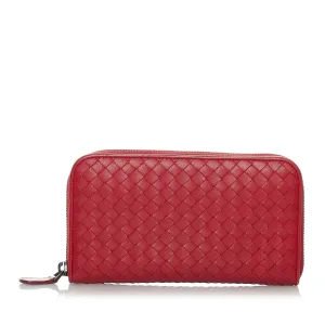Bottega Veneta Intrecciato Leather Zip Around Wallet (SHG-29738)