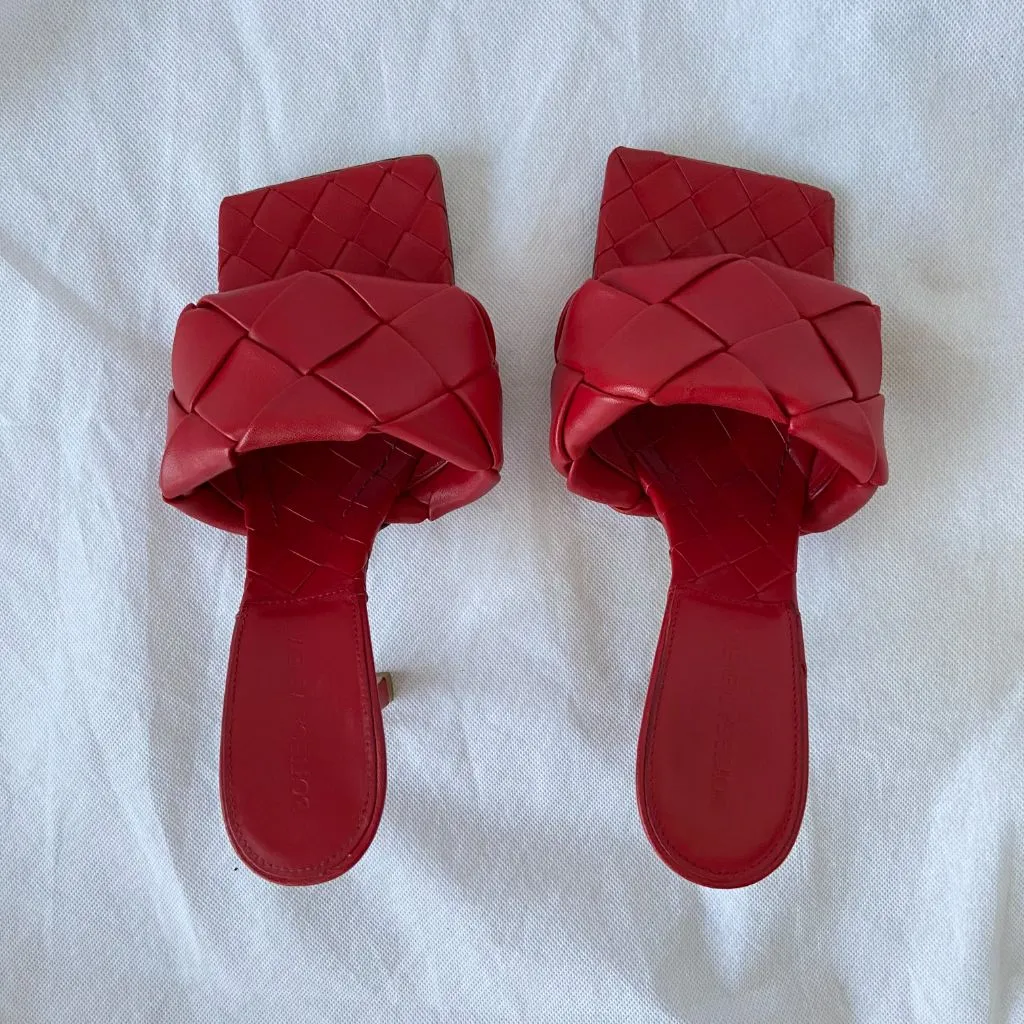 Bottega Veneta Lido Red Sandals, 38.5