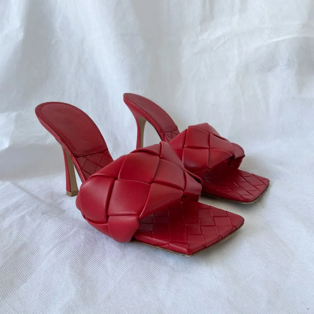 Bottega Veneta Lido Red Sandals, 38.5