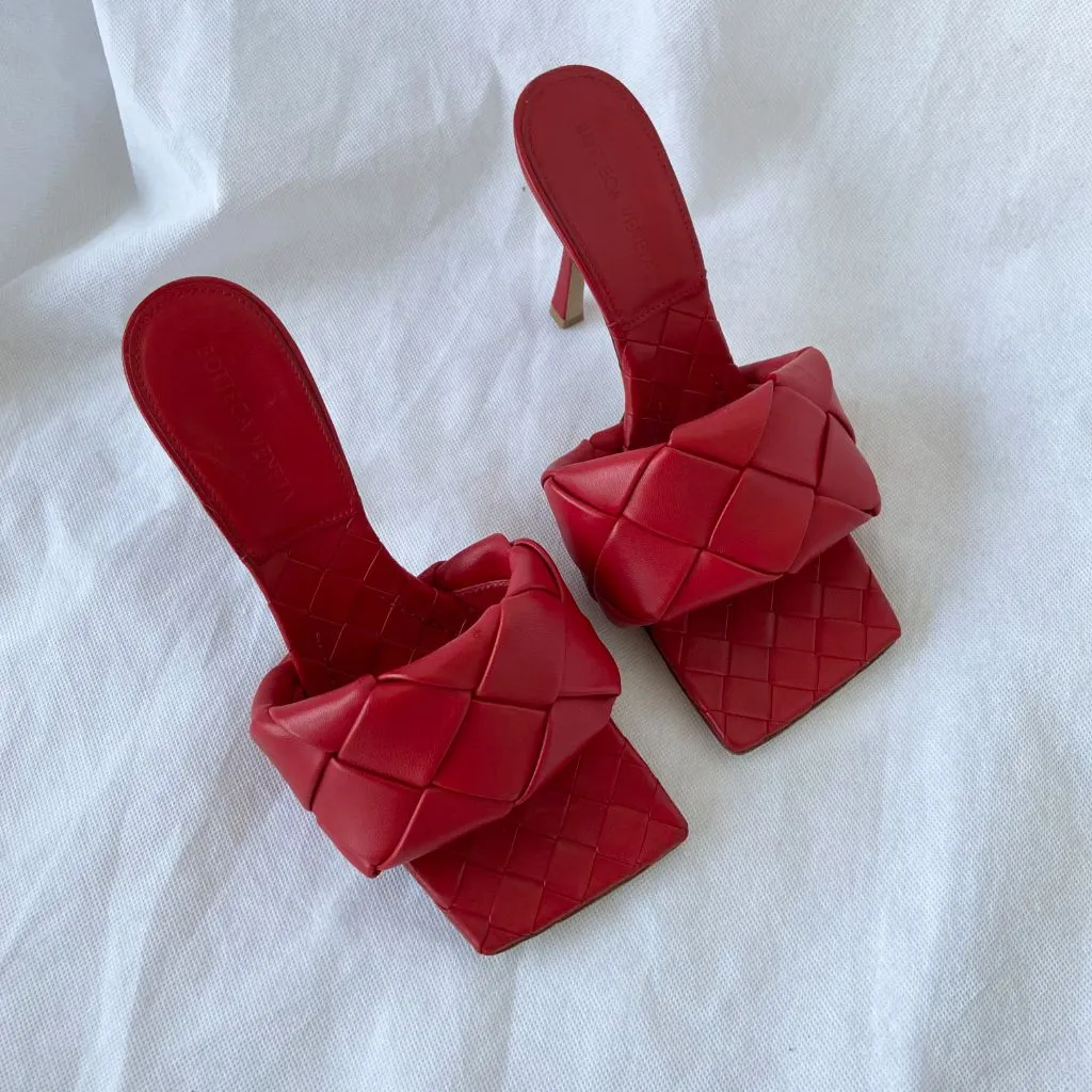 Bottega Veneta Lido Red Sandals, 38.5