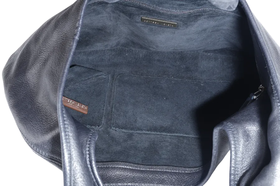 BOTTEGA VENETA SHOULDER BAG BLACK LEATHER SILVER HARDWARE NO DUST COVER
