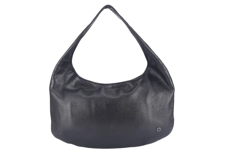 BOTTEGA VENETA SHOULDER BAG BLACK LEATHER SILVER HARDWARE NO DUST COVER