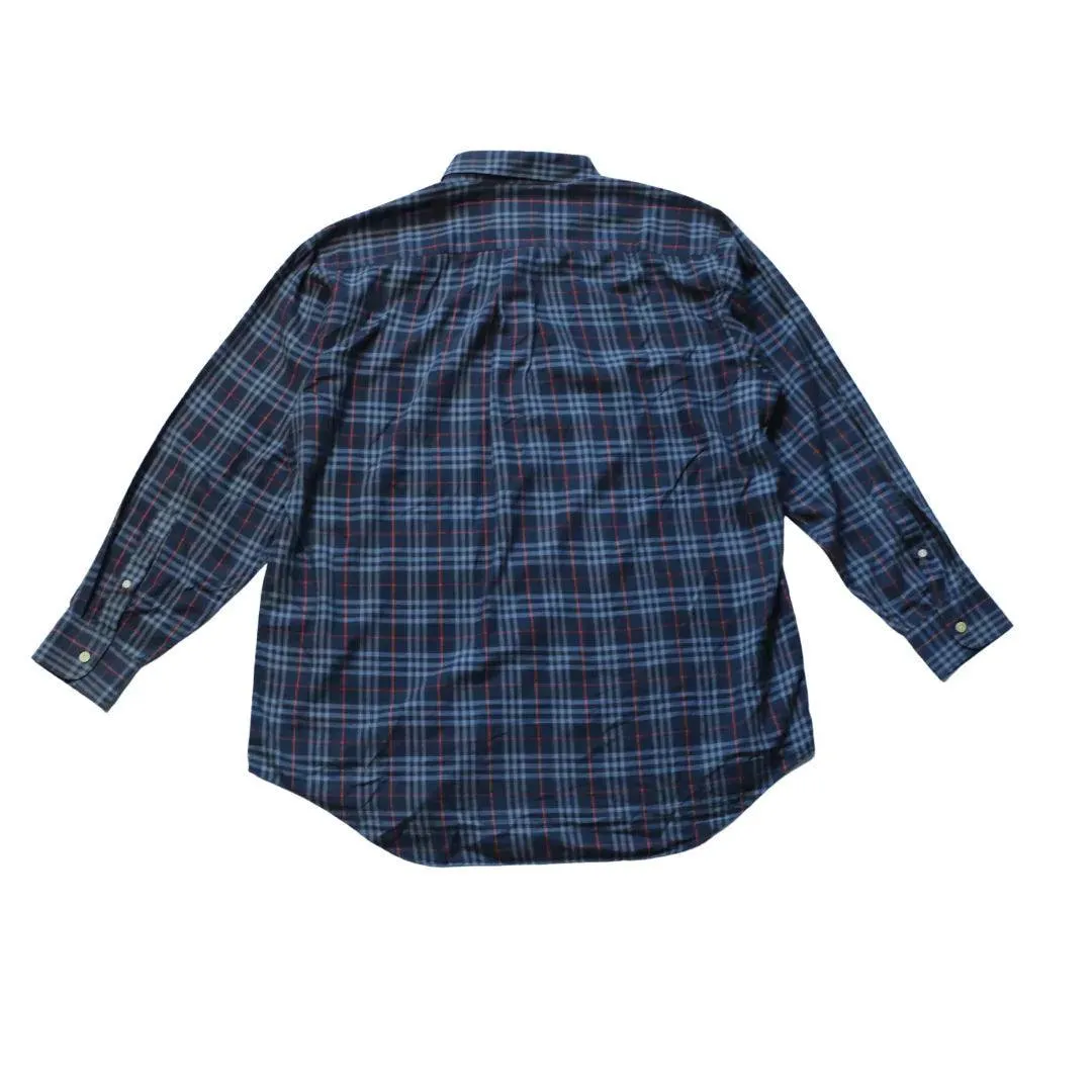BURBERRY BLUE POPLIN CHECK OXFORD SHIRT  (M)