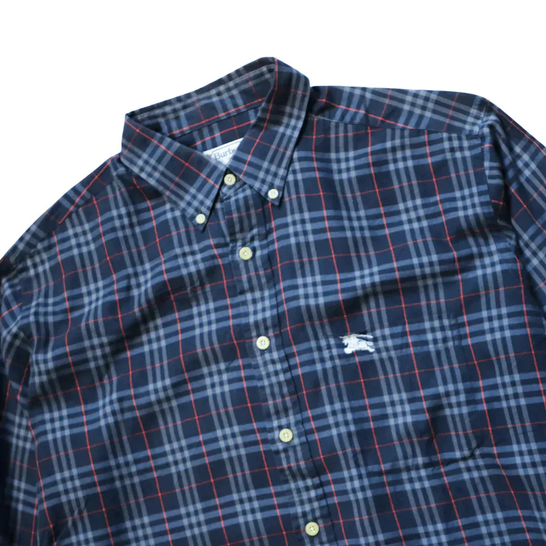 BURBERRY BLUE POPLIN CHECK OXFORD SHIRT  (M)