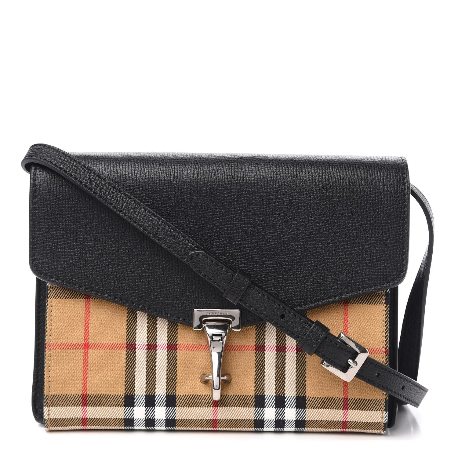 BURBERRY CALFSKIN VINTAGE CHECK SMALL MACKEN CROSSBODY BAG