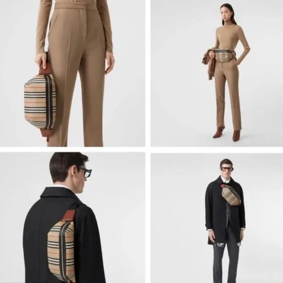 BURBERRY E-CANVAS ICON STRIPE SONNY BUM BAG