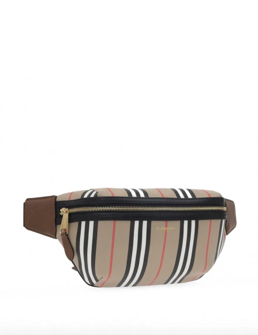 BURBERRY E-CANVAS ICON STRIPE SONNY BUM BAG