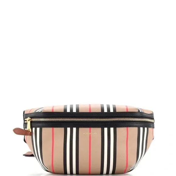 BURBERRY E-CANVAS ICON STRIPE SONNY BUM BAG