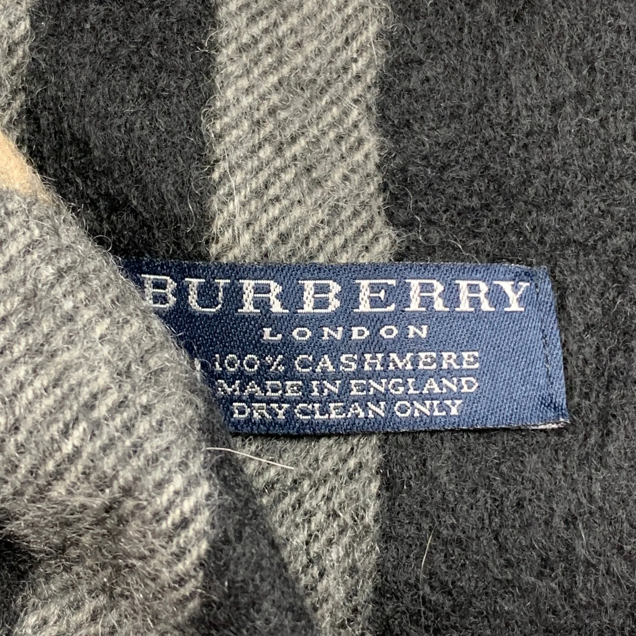 BURBERRY LONDON Black & Tan Plaid Cashmere Scarf