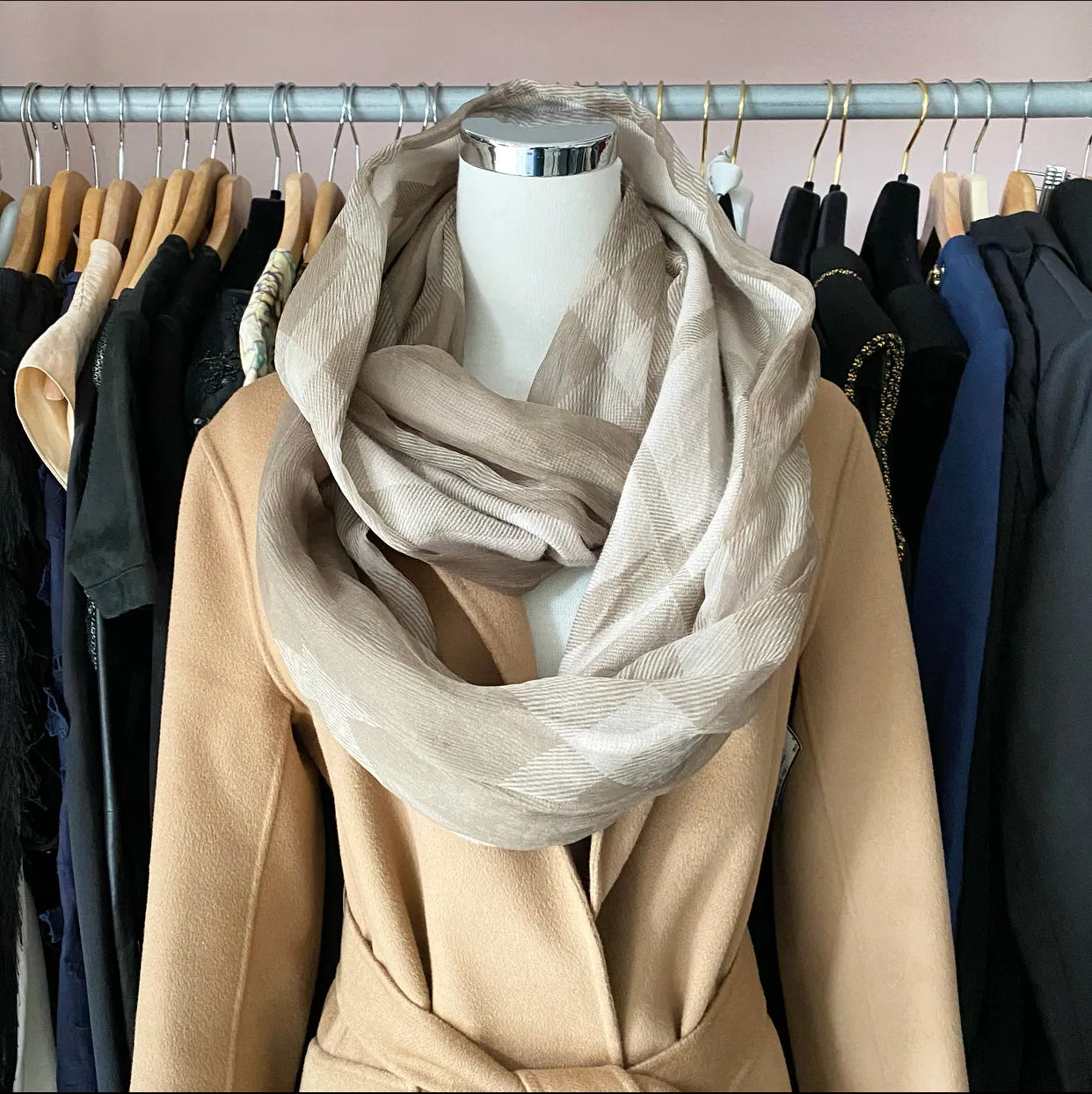 Burberry Plaid Wool and Silk Circle Scarf