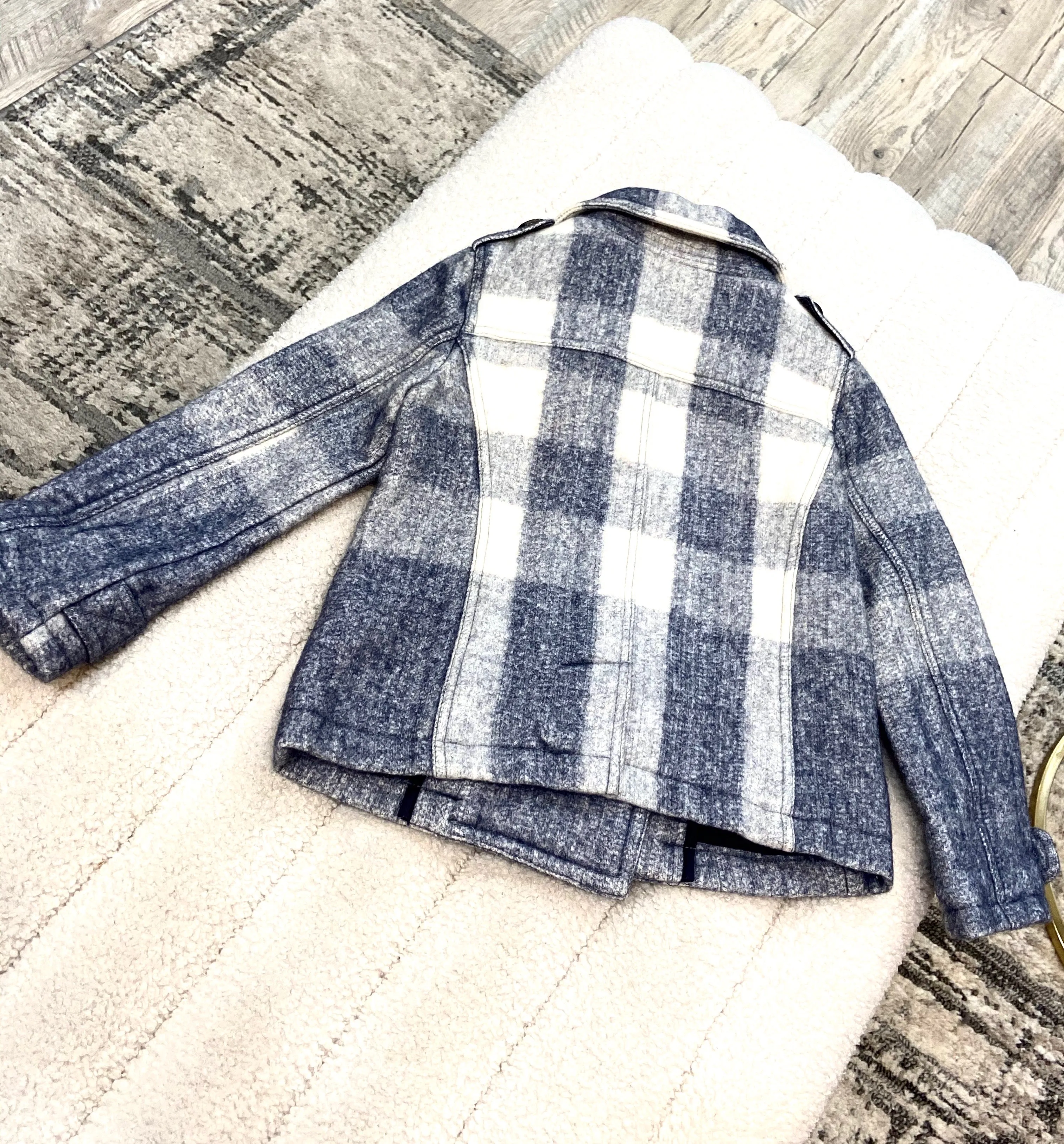 BURBERRY TODDLER BLUE PLAID PEA COAT