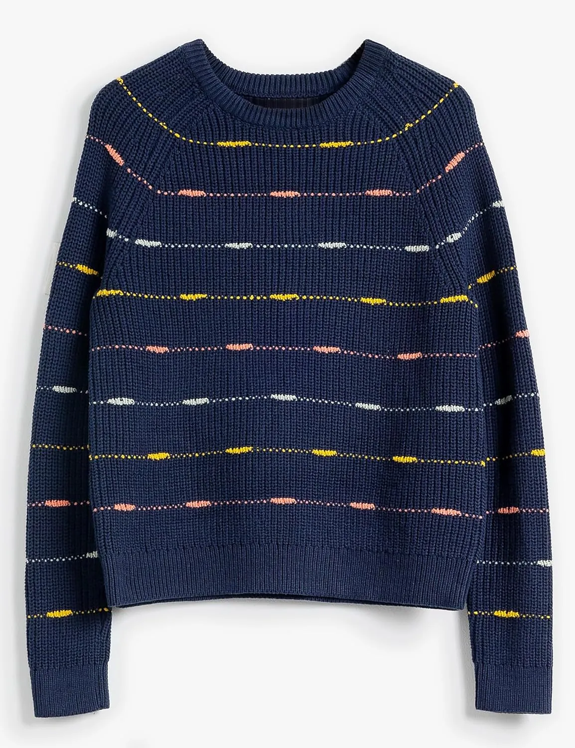 Cable Stitch Women's Dotted Stripe Sweater - Crewneck Long Sleeve Knitted Pullover Top