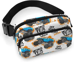 Cartoon Monster Truck Car Belt Bag Fanny Pack Crossbody Trace of Tire Fashion Waist Packs With Adjustable Strap For Men Women Travel Hiking Cycling Running